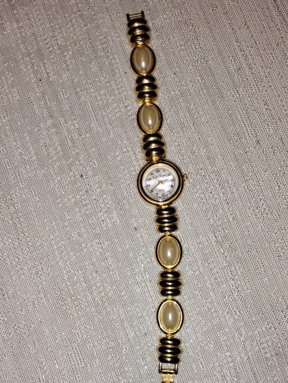 Gold-Tone Pearl Accent Women's Bracelet Watch